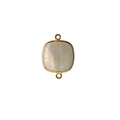 18K Gold Overlay Over Copper handcrafted cushion shape Rainbow Moonstone connector from India for wholesale jewelry making