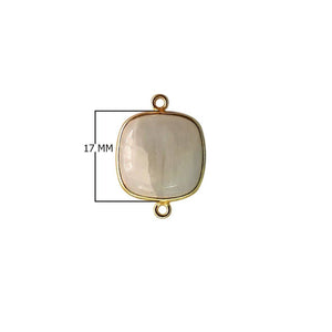 18K Gold Overlay Over Copper handcrafted cushion shape Rainbow Moonstone connector from India for wholesale jewelry making