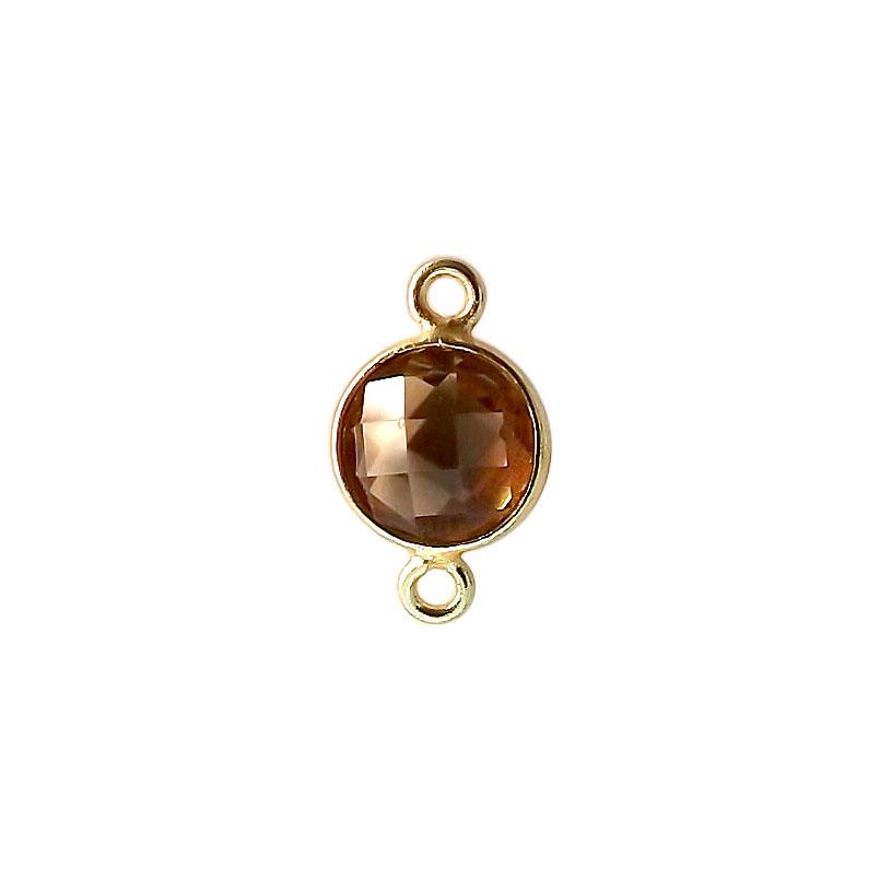 18K Gold Overlay Over Copper handcrafted round Citrine single loop connector from India for wholesale jewelry making