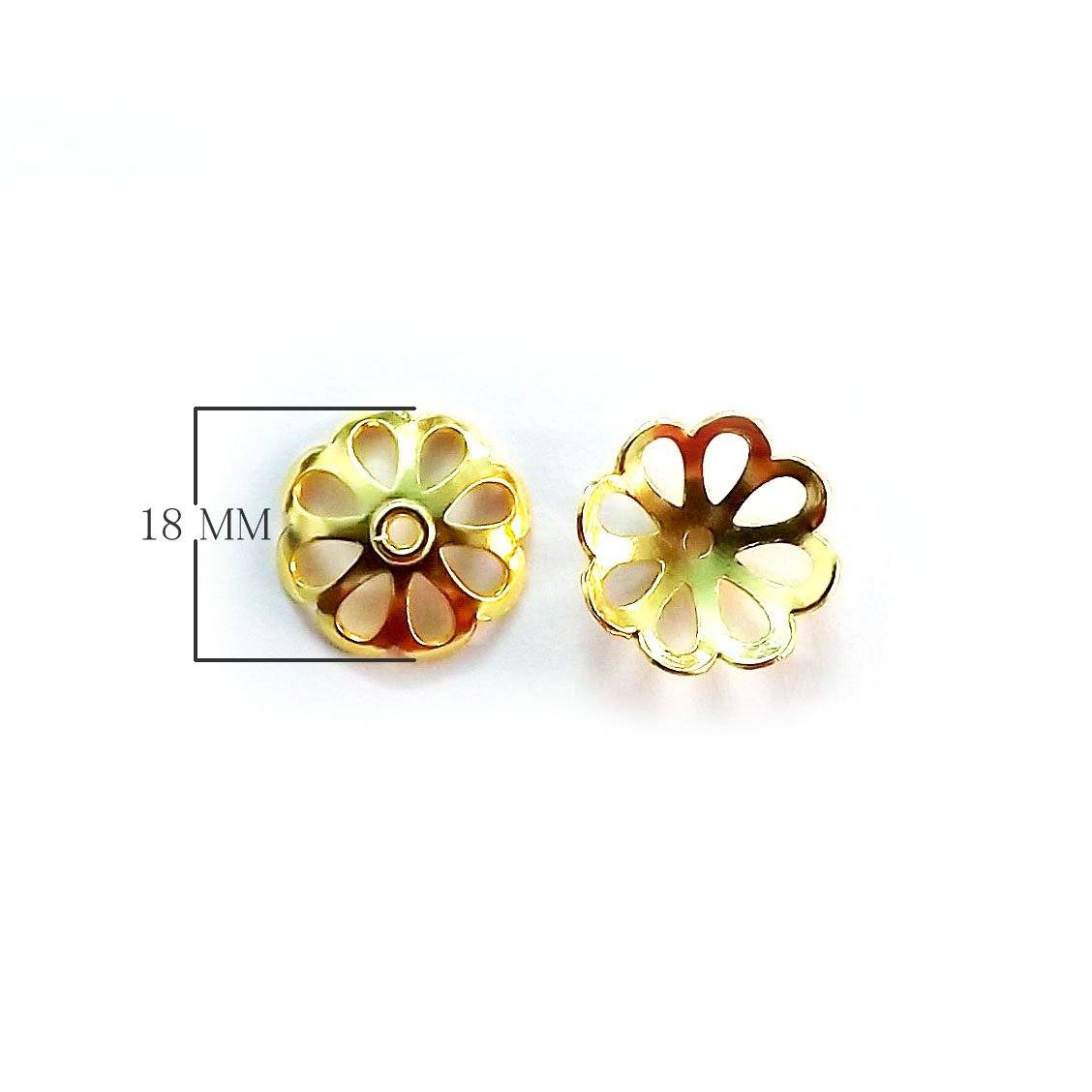 18K Gold Overlay floral bead caps over copper handcrafted in India for wholesale jewelry making