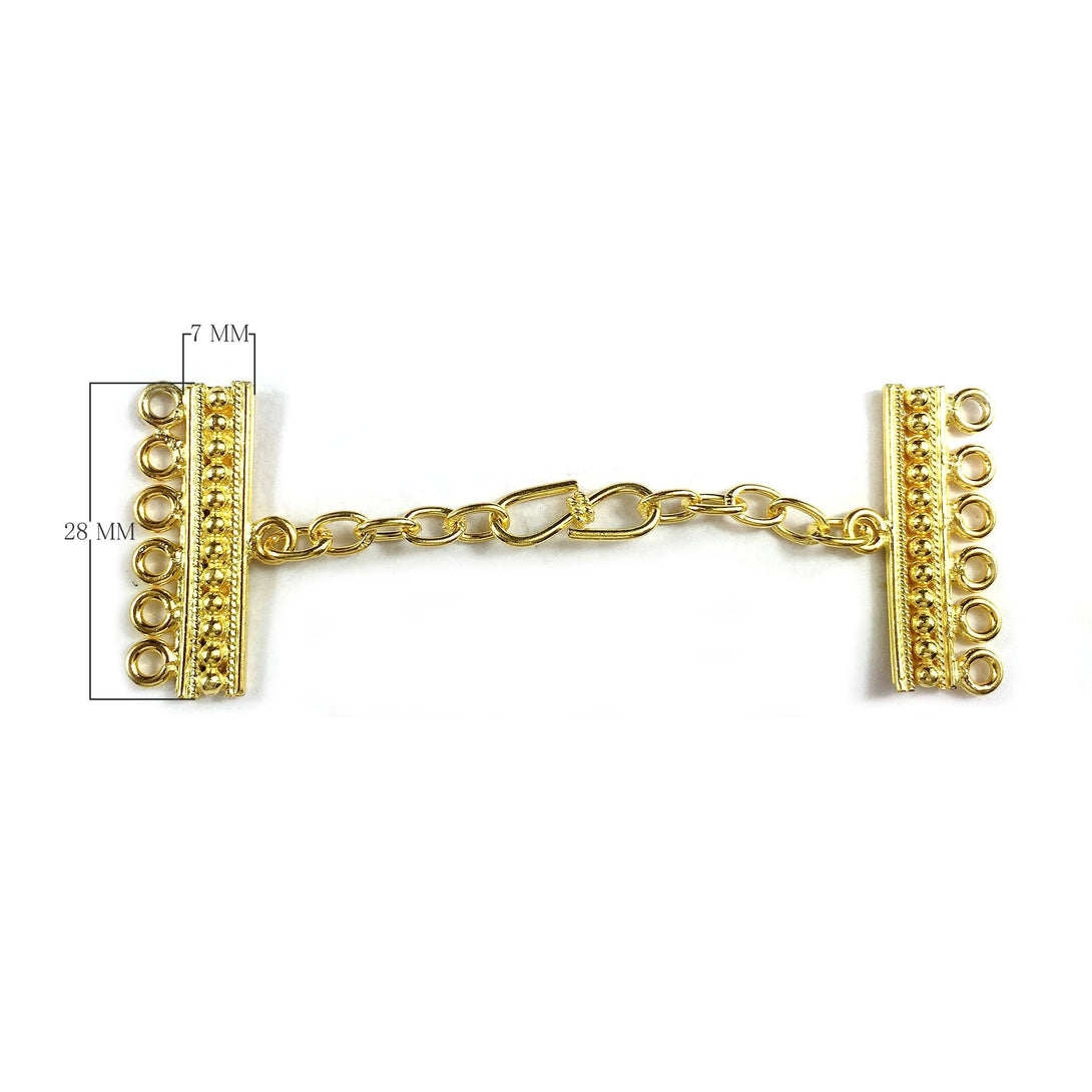 CG-329 18K Gold Overlay Multi Strand Clasp With 6 Holes Beads Bali Designs Inc 