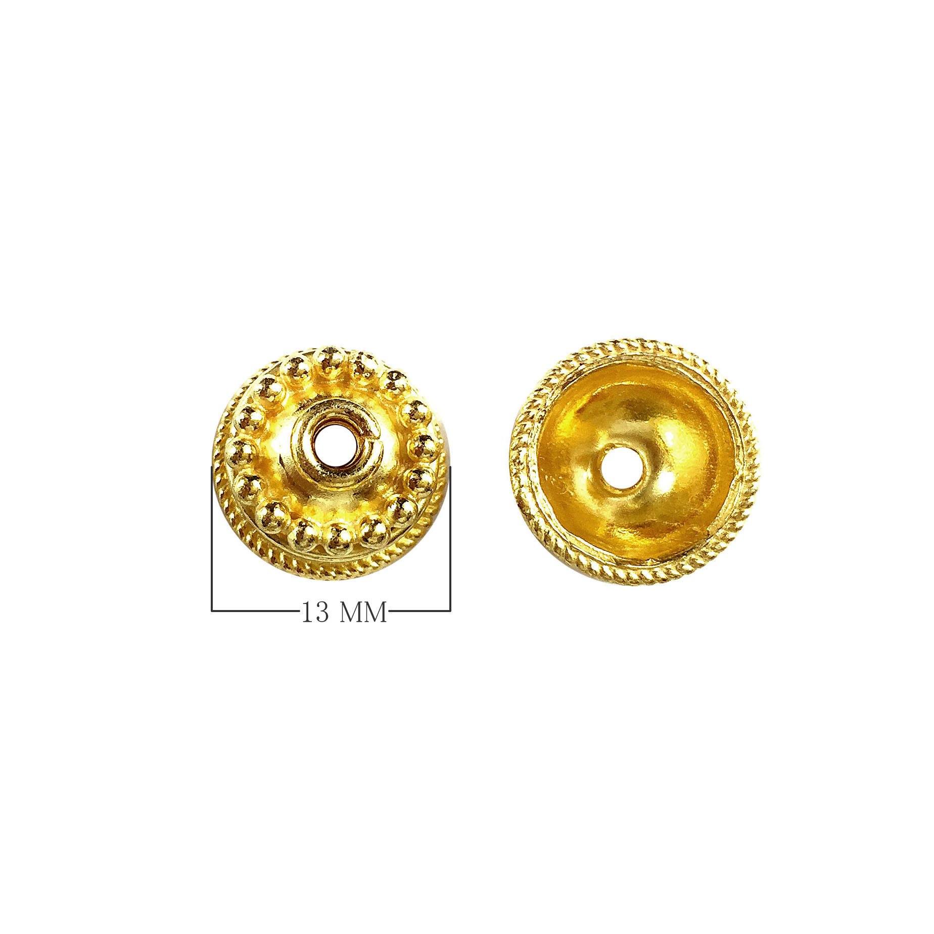 18K Gold Overlay Over Copper round bead caps handcrafted in India for wholesale jewelry making