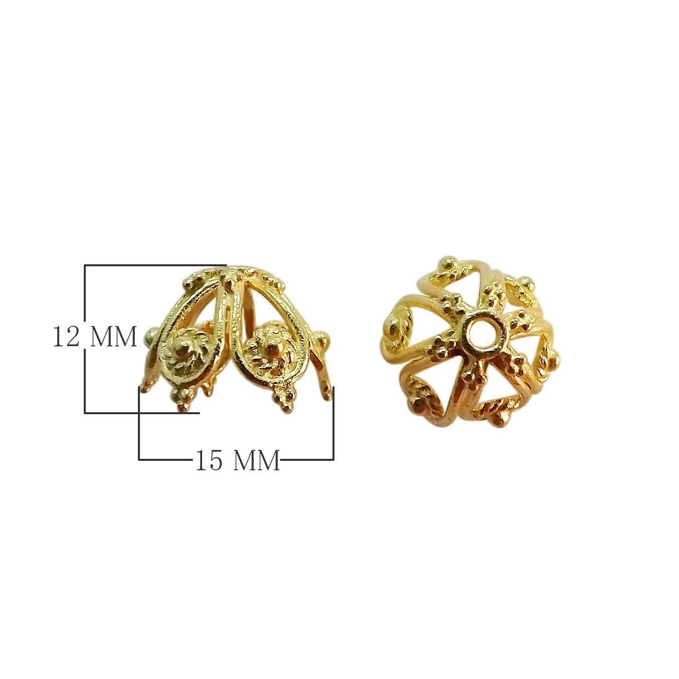 18K Gold Overlay Over Copper filigree dome bead caps handcrafted in India for wholesale jewelry making