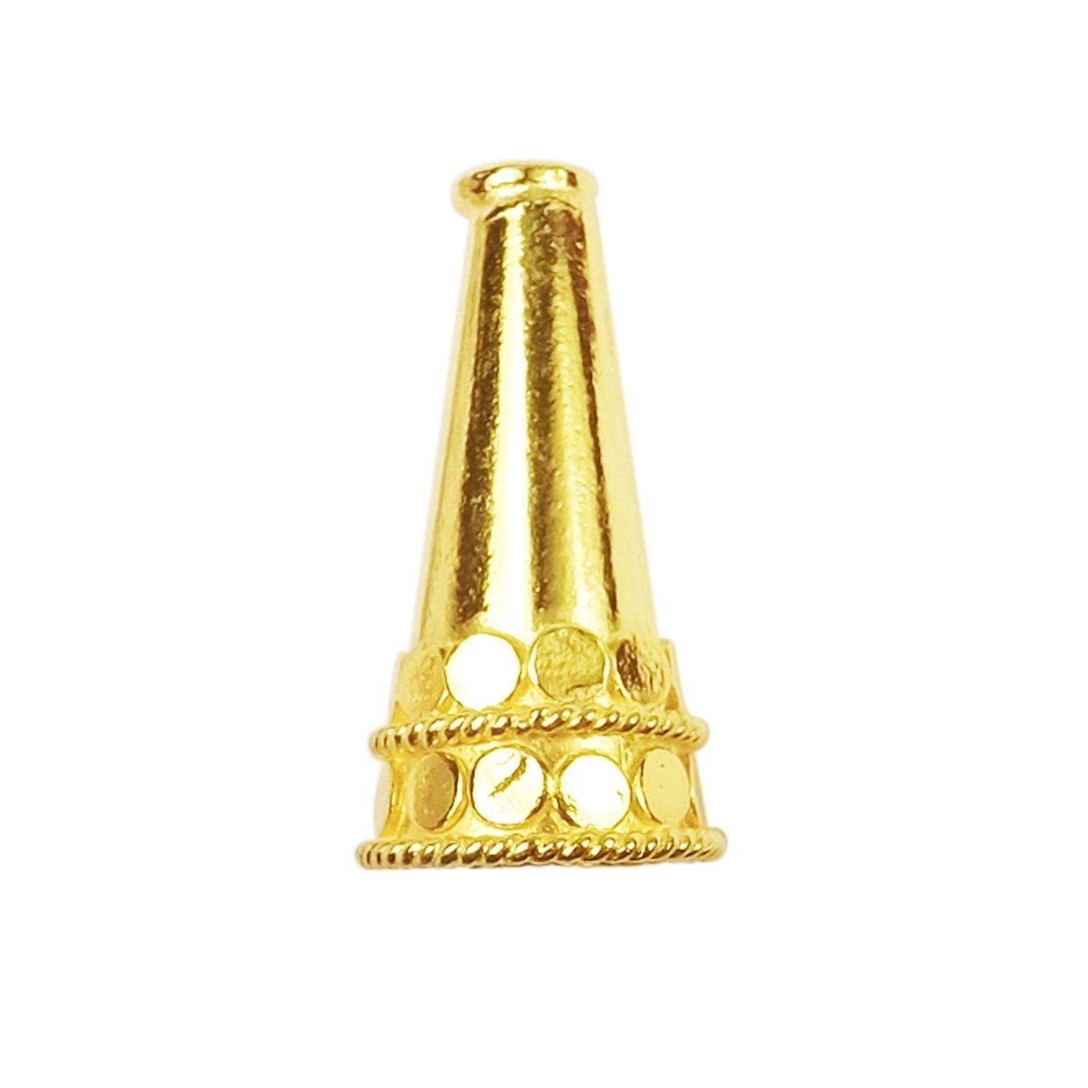 18K Gold Overlay Over Copper decorative cone bead cap handcrafted in India for wholesale jewelry making