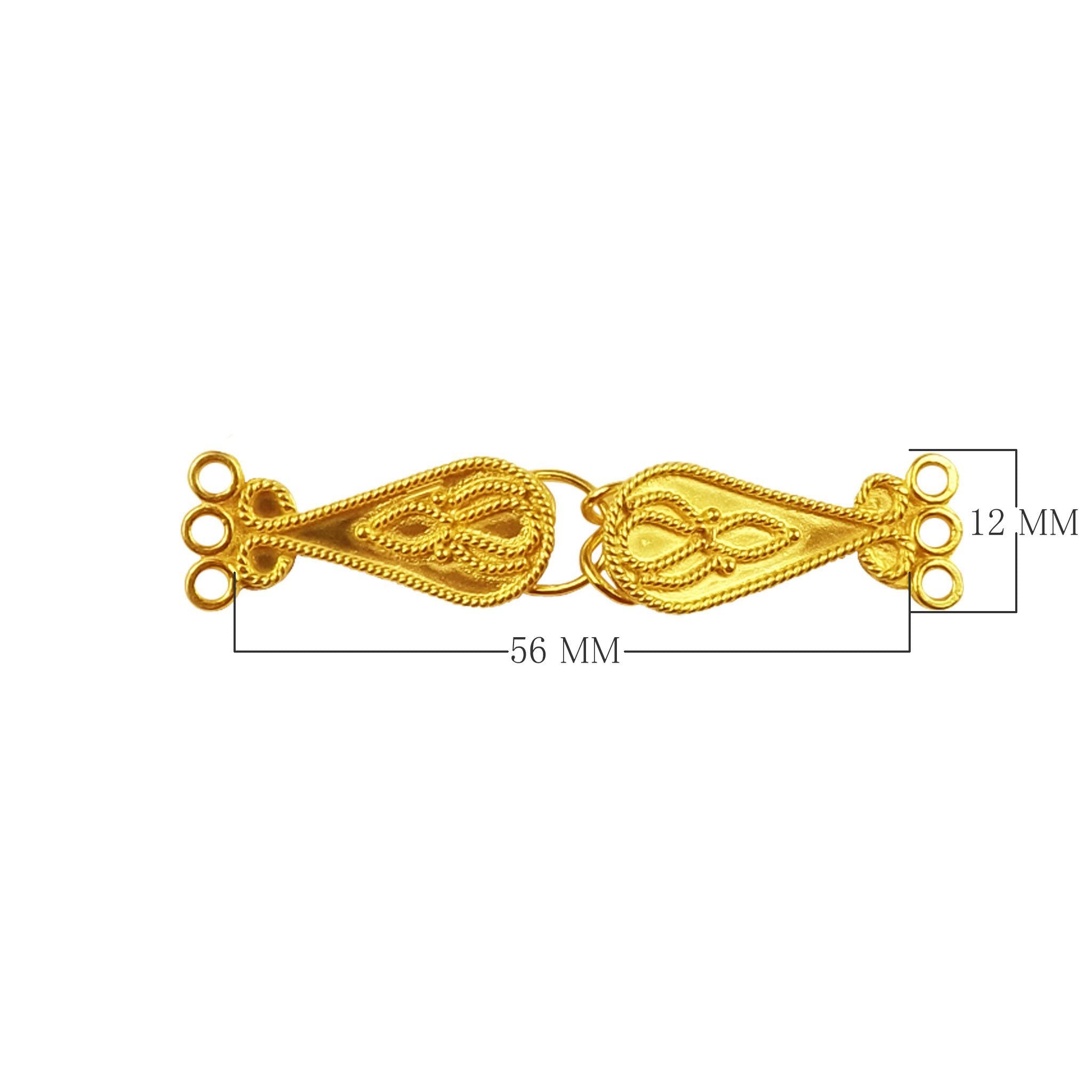 18K Gold Overlay Over Copper multi strand decorative connector with 3 holes handcrafted in India for wholesale jewelry making