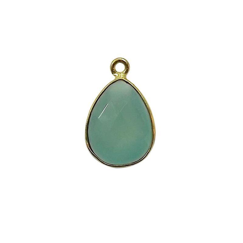 CG-339-CHA-S 18K Gold Overlay Stone Connector With Aqua Chalcedony Q. c\s Beads Bali Designs Inc 