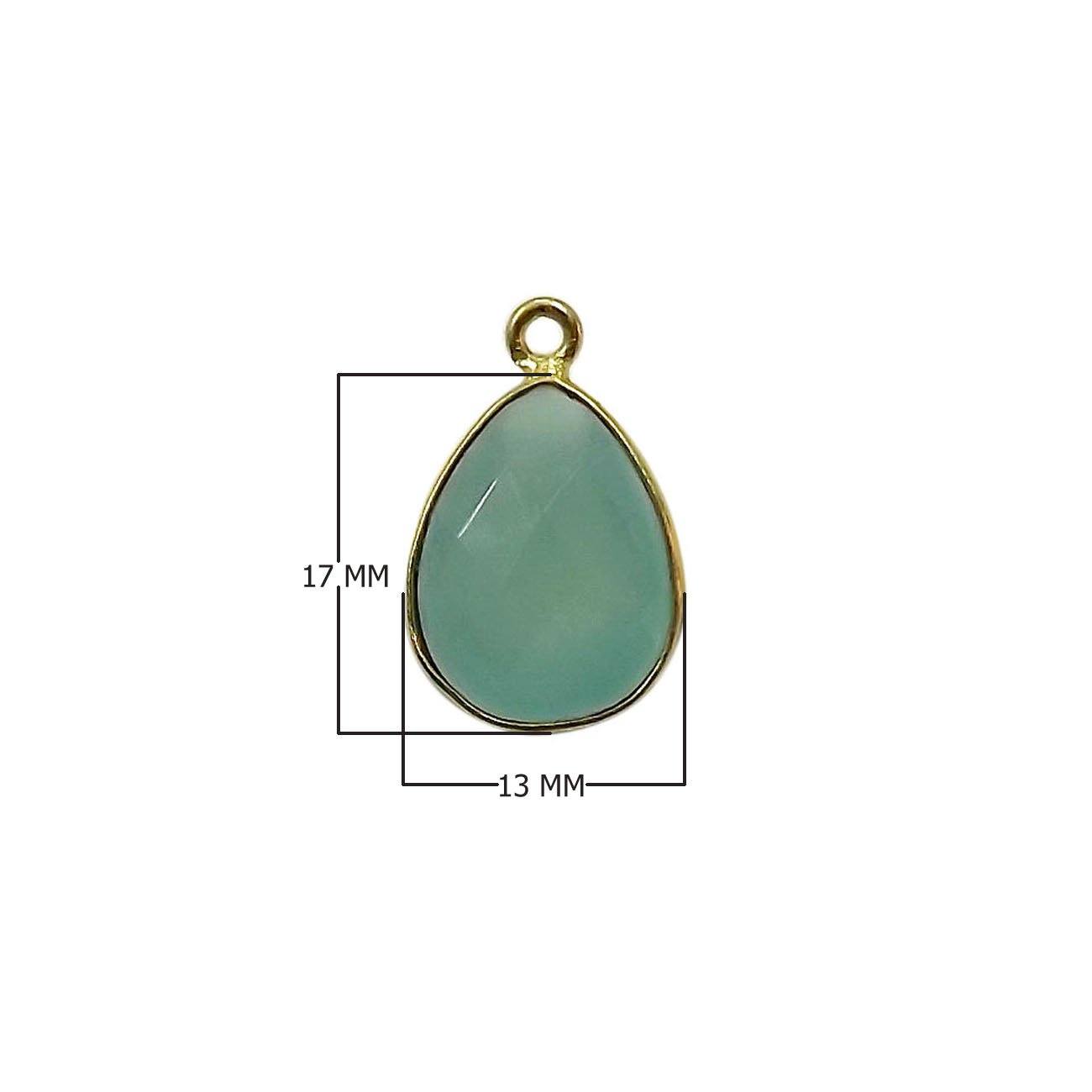 CG-339-CHA-S 18K Gold Overlay Stone Connector With Aqua Chalcedony Q. c\s Beads Bali Designs Inc 