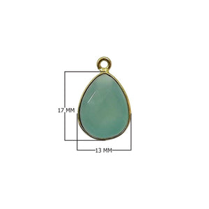 CG-339-CHA-S 18K Gold Overlay Stone Connector With Aqua Chalcedony Q. c\s Beads Bali Designs Inc 
