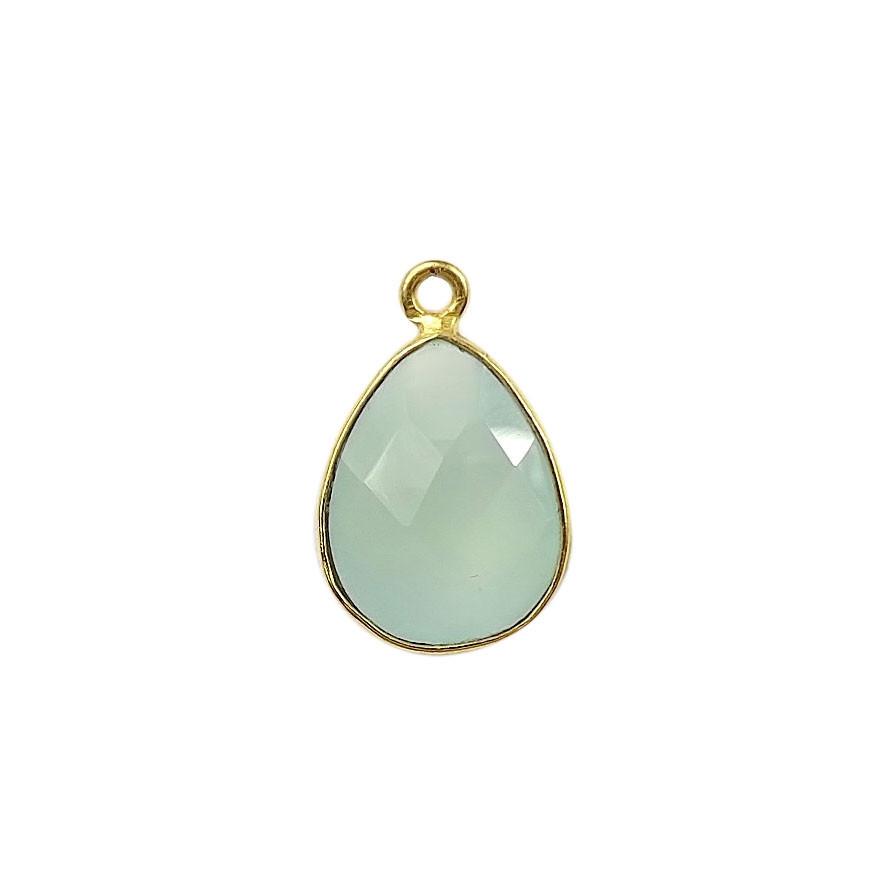 CG-340-CHA-S 18K Gold Overlay Stone Connector With Aqua Chalcedony Q. c\s Beads Bali Designs Inc 