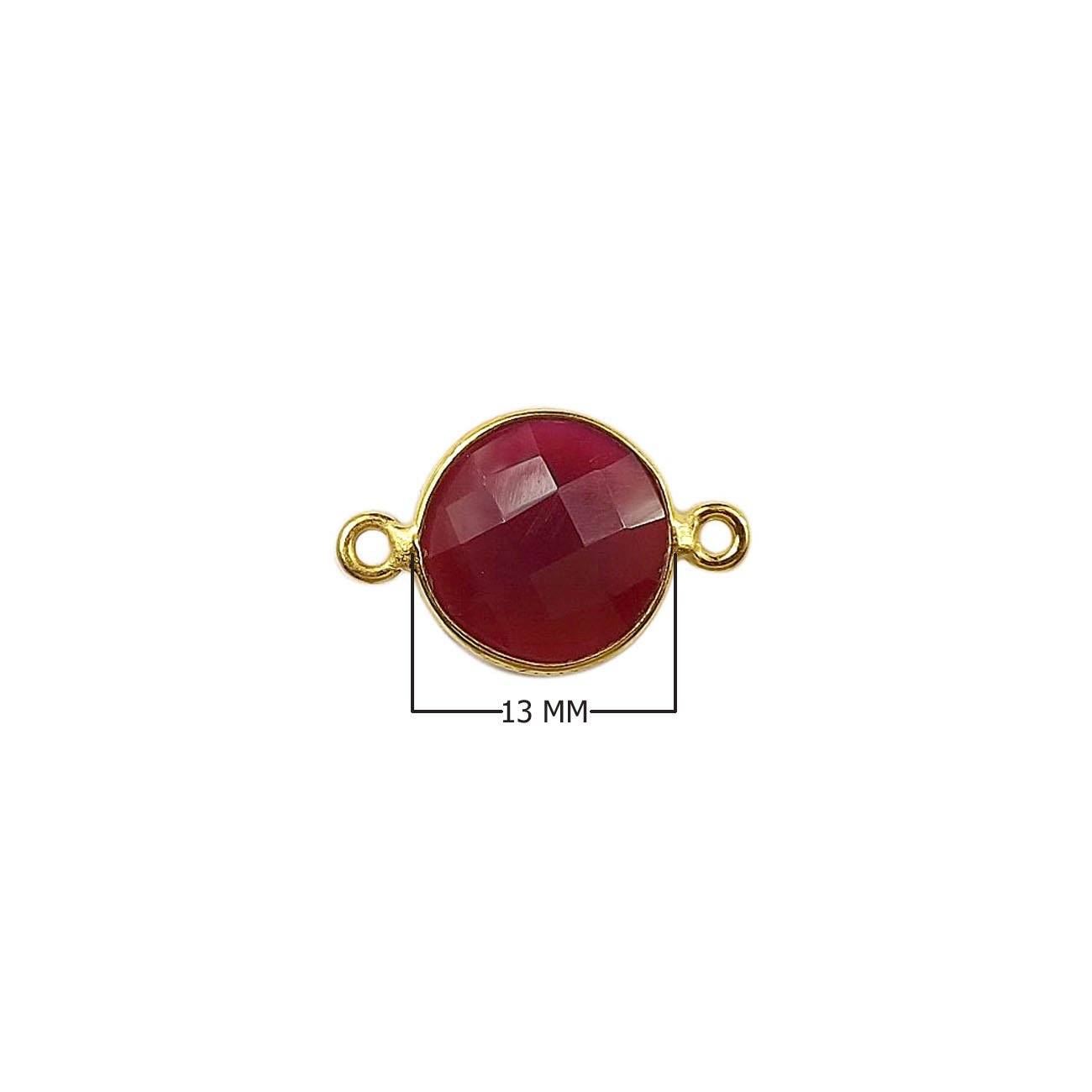 CG-341-CHR-D 18K Gold Overlay Stone Connector With Red Chalcedony Q. Beads Bali Designs Inc 