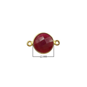 18K Gold Overlay Over Copper faceted round bezel connector with Red Chalcedony Quartz handcrafted in India for wholesale jewelry making