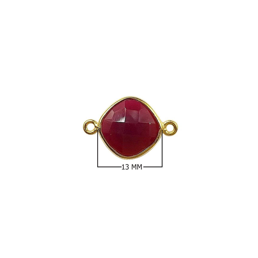 CG-342-CHR-D 18K Gold Overlay Stone Connector With Red Chalcedony Q. Beads Bali Designs Inc 