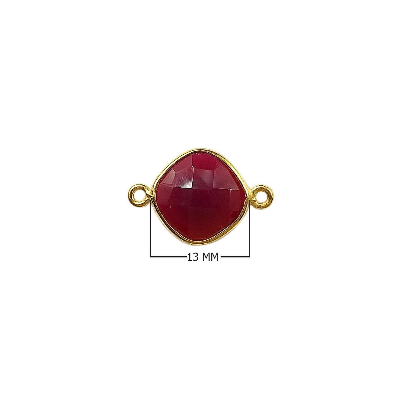 CG-342-CHR-D 18K Gold Overlay Stone Connector With Red Chalcedony Q. Beads Bali Designs Inc 