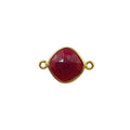 18K Gold Overlay Over Copper faceted cushion bezel connector with Red Chalcedony Quartz handcrafted in India for wholesale jewelry making