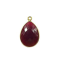 18K Gold Overlay Over Copper faceted teardrop bezel pendant with Red Chalcedony Quartz handcrafted in India for wholesale jewelry making