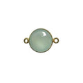 18K Gold Overlay Over Copper faceted round bezel connector with Aqua Chalcedony Quartz handcrafted in India for wholesale jewelry making