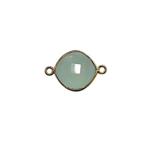 CG-346-CHA-D 18K Gold Overlay Stone Connector With Aqua Chalcedony Q. c\s Beads Bali Designs Inc 