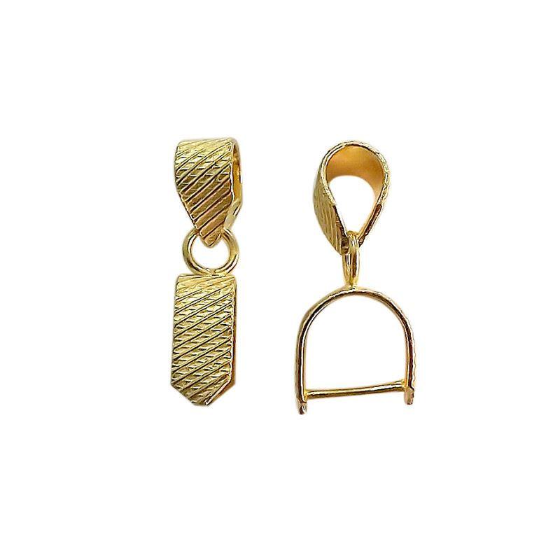 18K Gold Overlay Over Copper textured pendant bail with open frame handcrafted in India for wholesale jewelry making