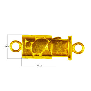 18K Gold Overlay Over Copper textured cylindrical slide clasp with loops handcrafted in India for wholesale jewelry making