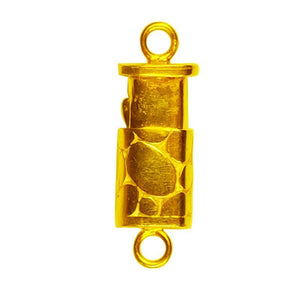 18K Gold Overlay Over Copper textured cylindrical slide clasp with loops handcrafted in India for wholesale jewelry making