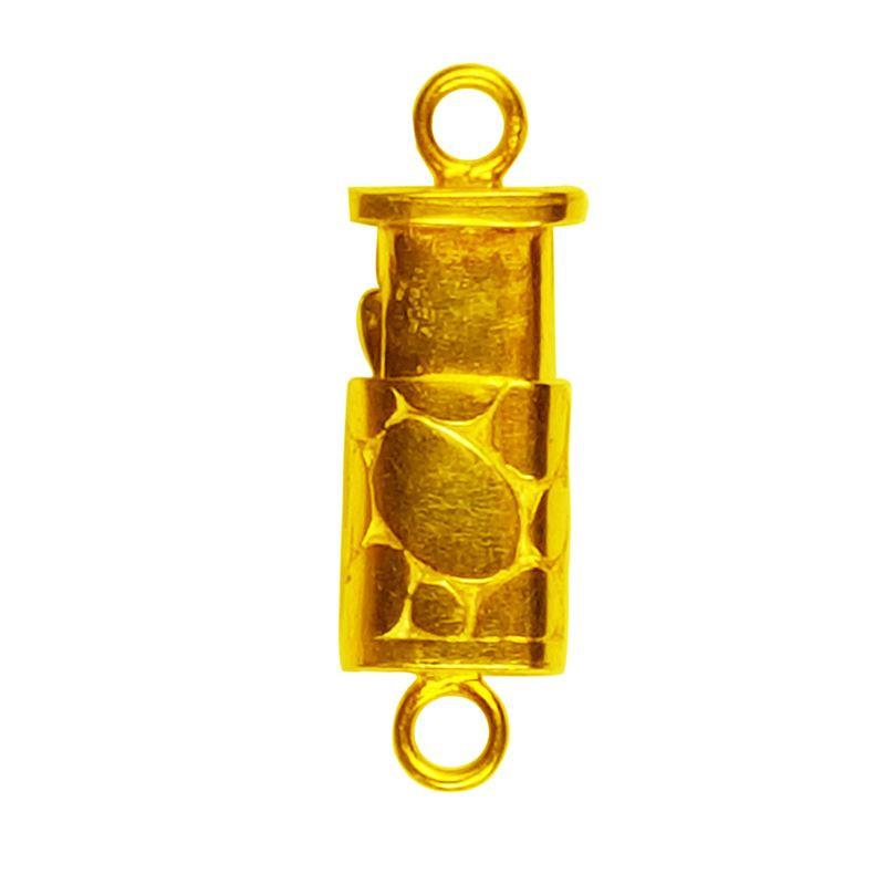 18K Gold Overlay Over Copper textured cylindrical slide clasp with loops handcrafted in India for wholesale jewelry making