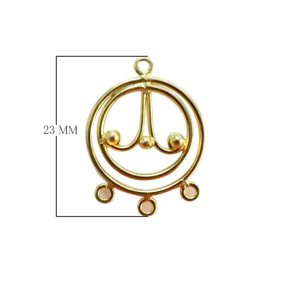 Handcrafted chandelier earring finding with multiple loops in 18K Gold Overlay Over Copper, wholesale jewelry component from India