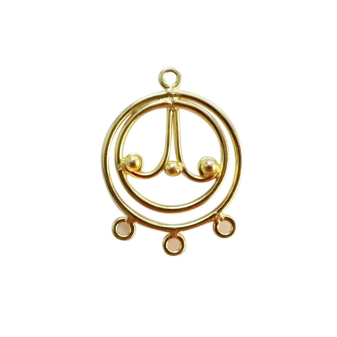 Handcrafted chandelier earring finding with multiple loops in 18K Gold Overlay Over Copper, wholesale jewelry component from India