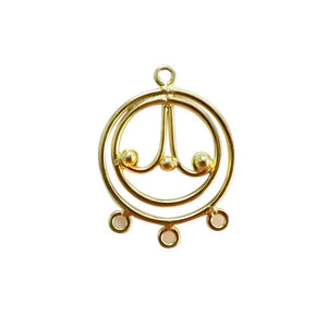 Handcrafted chandelier earring finding with multiple loops in 18K Gold Overlay Over Copper, wholesale jewelry component from India