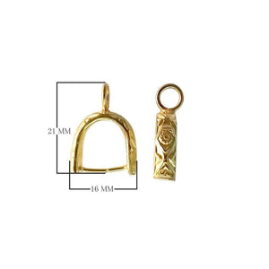 Handcrafted pendant bail connector in 18K Gold Overlay Over Copper, wholesale jewelry component from India
