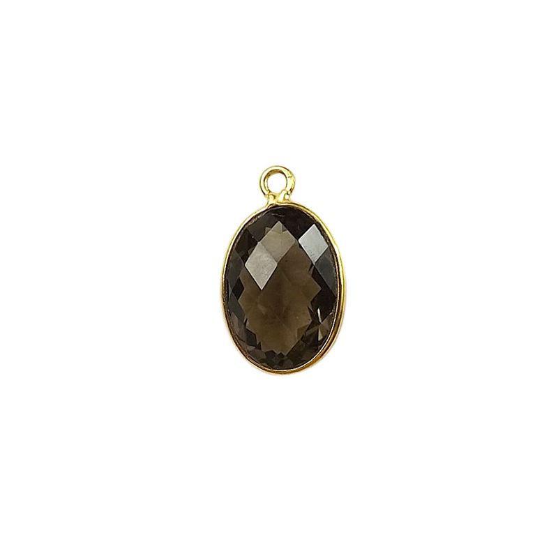 CG-356-SQ-S 18K Gold Overlay Stone Connector With Smokey Quartz Beads Bali Designs Inc 