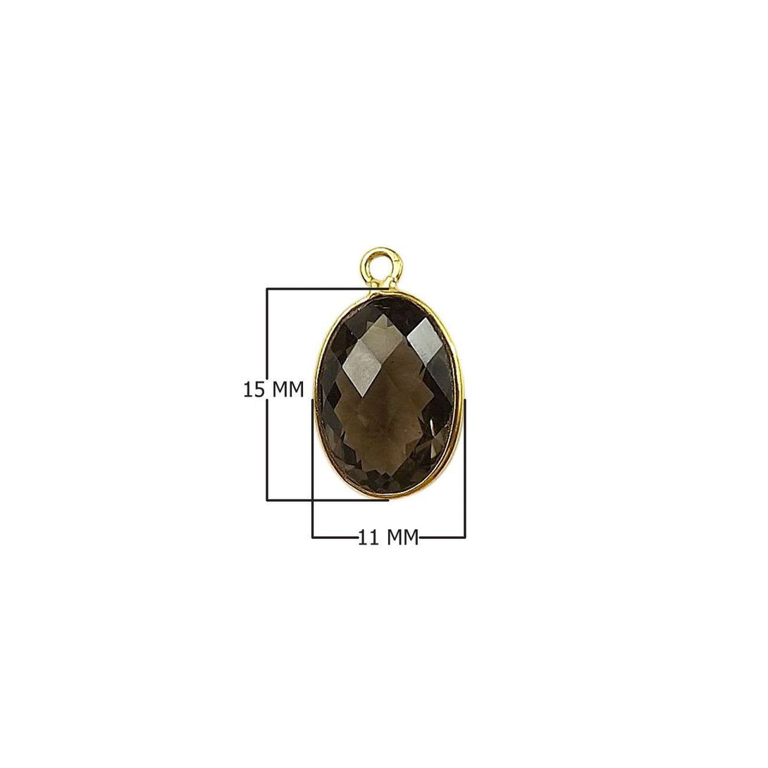CG-356-SQ-S 18K Gold Overlay Stone Connector With Smokey Quartz Beads Bali Designs Inc 