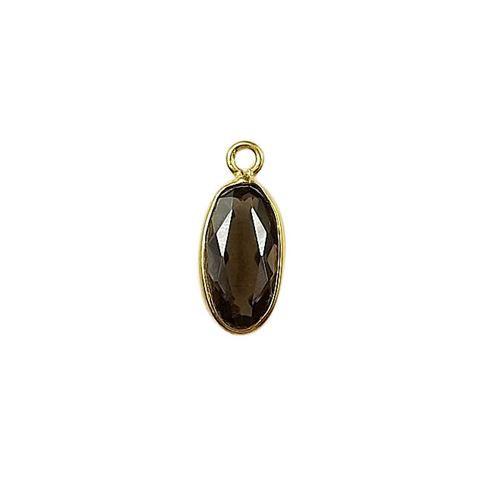 CG-357-SQ-S 18K Gold Overlay Stone Connector With Smokey Quartz Beads Bali Designs Inc 