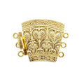 Handcrafted ornate multi strand clasp with 3 holes in 18K Gold Overlay Over Copper, wholesale jewelry component from India