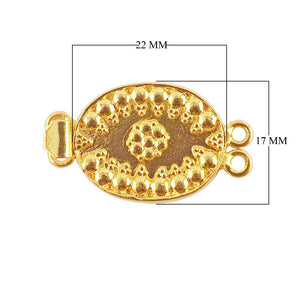 Handcrafted ornate oval multi strand clasp with 2 holes in 18K Gold Overlay Over Copper, wholesale jewelry component from India