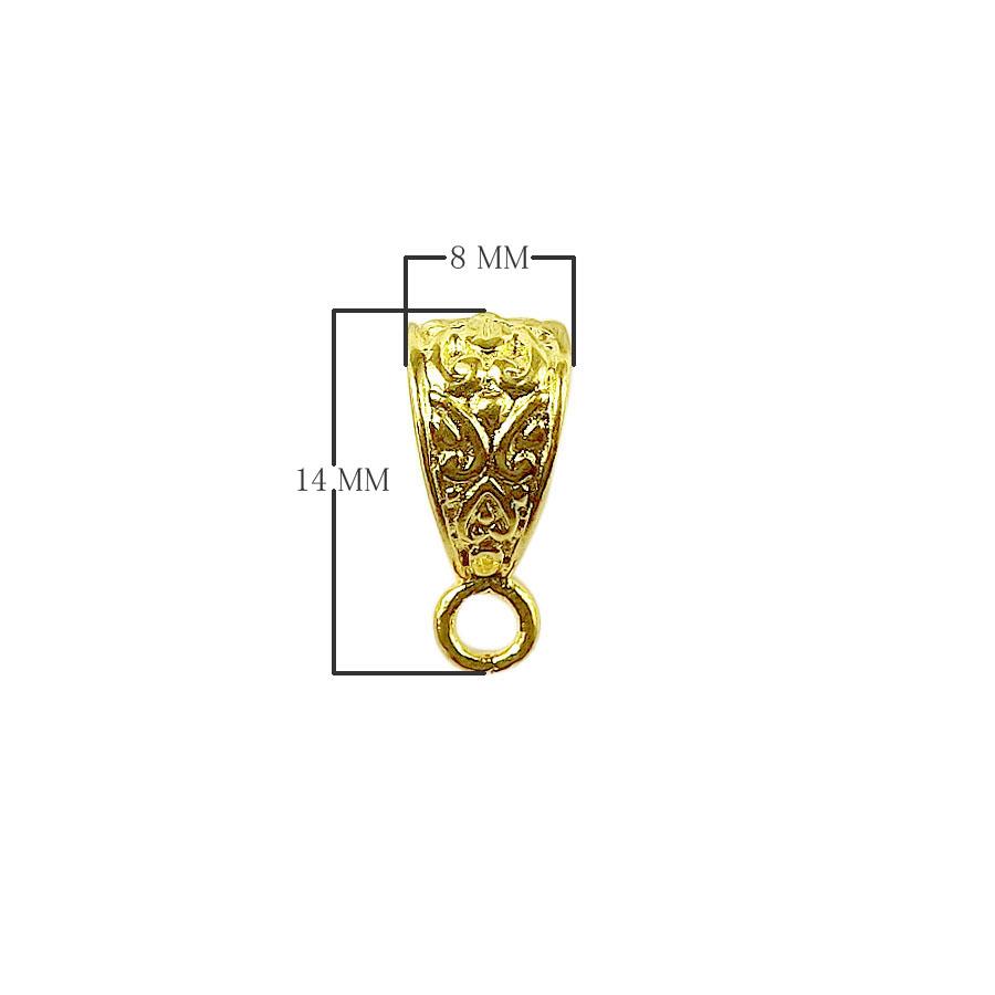 Handcrafted compact ornate pendant bail with single loop in 18K Gold Overlay Over Copper, wholesale jewelry component from India