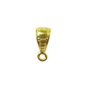 Handcrafted textured ornate pendant bail with single loop in 18K Gold Overlay Over Copper, wholesale jewelry component from India
