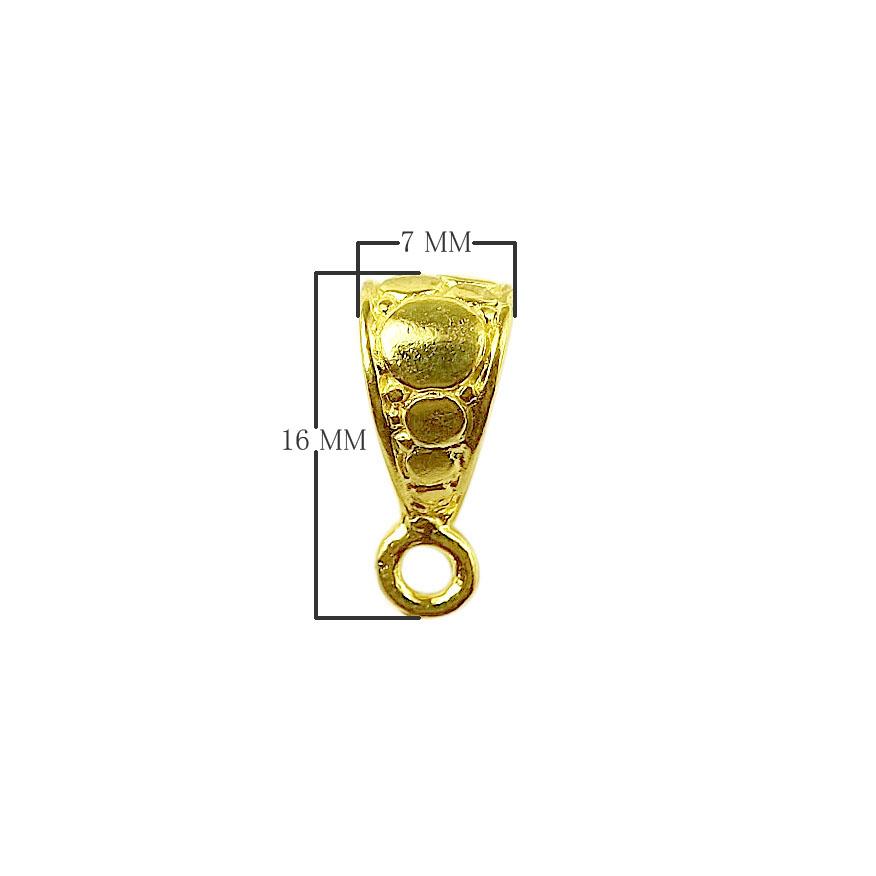 Handcrafted textured ornate pendant bail with single loop in 18K Gold Overlay Over Copper, wholesale jewelry component from India