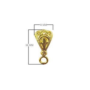 Handcrafted ornate bell shape pendant bail with single loop in 18K Gold Overlay Over Copper, wholesale jewelry component from India
