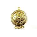 Round floral connectors with 3 holes featuring center dome crafted in 18K Gold Overlay Over Copper from India