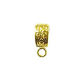 Engraved cylindrical pendant bail connector with bottom loop crafted in 18K Gold Overlay Over Copper handcrafted in India