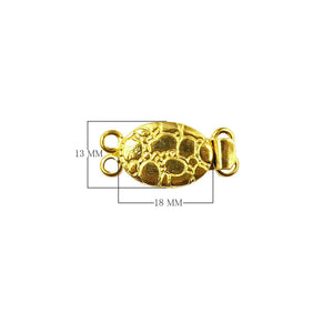 Turtle shape textured multi strand clasp with 2 hole, 18K gold overlay over copper, handcrafted in India.