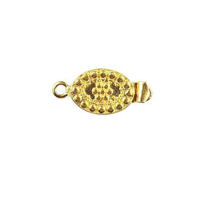 Oval studded textured magnetic clasp with 1 hole, 18K Gold Overlay Over Copper, handcrafted in India.