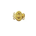 Oval studded textured multi strand magnetic clasp with 3 hole, 18K Gold Overlay Over Copper, handcrafted in India.