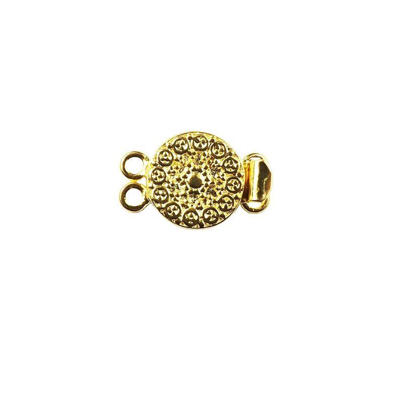 Round stud border textured multi strand magnetic clasp with 2 hole, 18K Gold Overlay Over Copper, handcrafted in India.
