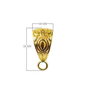 Engraved tapered pendant bail with loop, 18K Gold Overlay Over Copper, handcrafted in India.