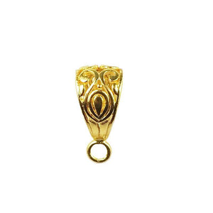 Engraved tapered pendant bail with loop, 18K Gold Overlay Over Copper, handcrafted in India.