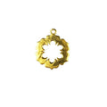 Floral scalloped cutout charm with 1 hole, 18K Gold Overlay Over Copper, handcrafted in India.