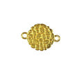 Round pebble texture connector charm with 2 hole, 18K Gold Overlay Over Copper, handcrafted in India.