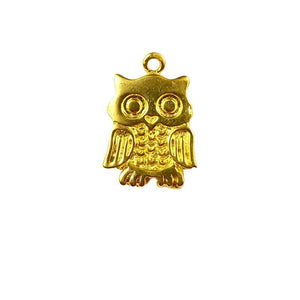 18K Gold Overlay Over Copper Owl Charm Handcrafted In India For Wholesale Jewelry Making
