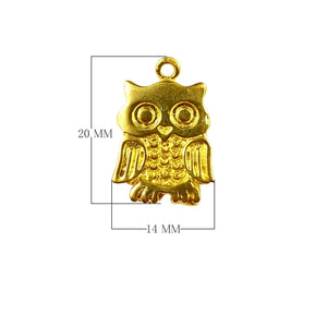 18K Gold Overlay Over Copper Owl Charm Handcrafted In India For Wholesale Jewelry Making
